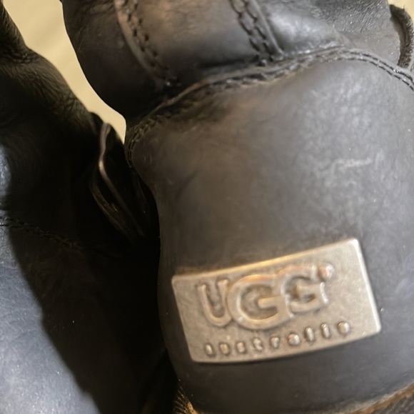 UGG Australia black leather womens Boots size 8” - Picture 9 of 12